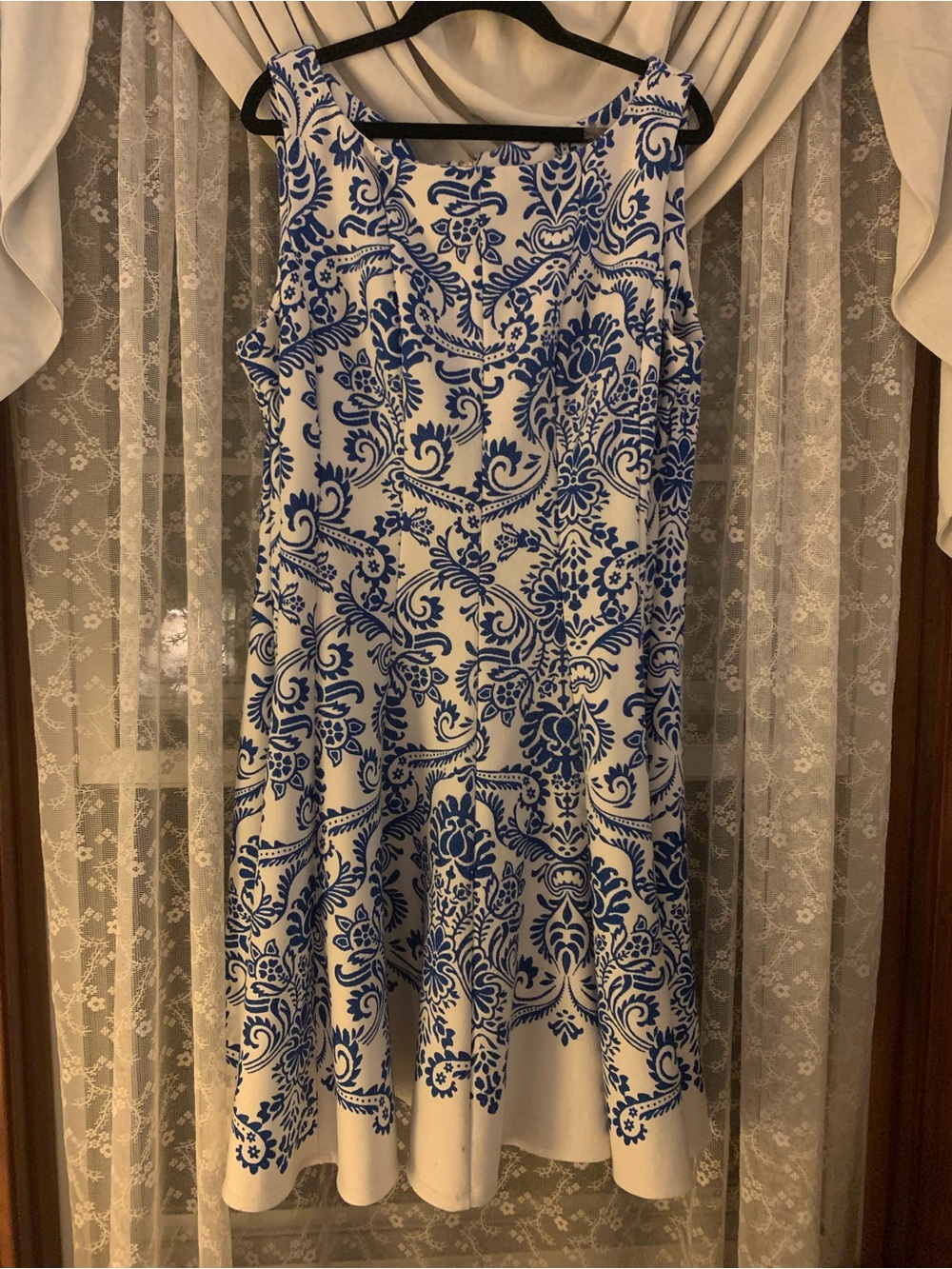 Gabby Skye Blue and White Floral Swing Dress
